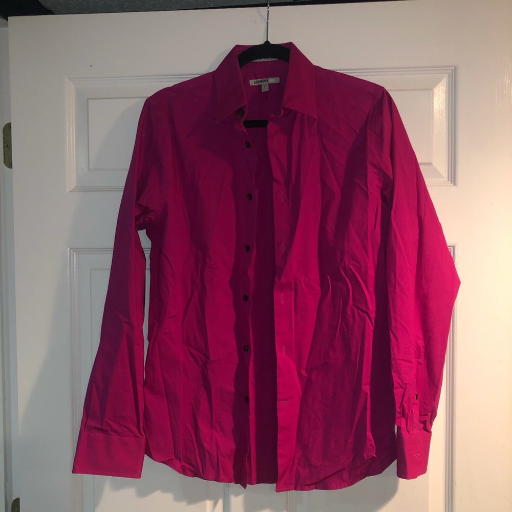 EXPRESS Fitted 1MX Magenta Dress Shirt